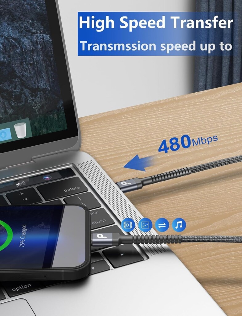 Cables USB-C de carga rápida | Paquete de 2